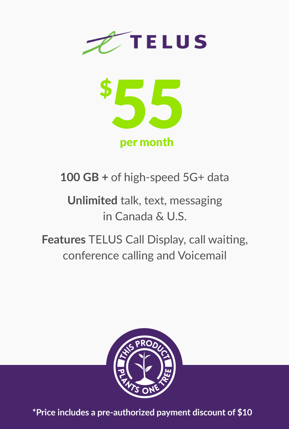 100 GB - $55 (New Activations Only)