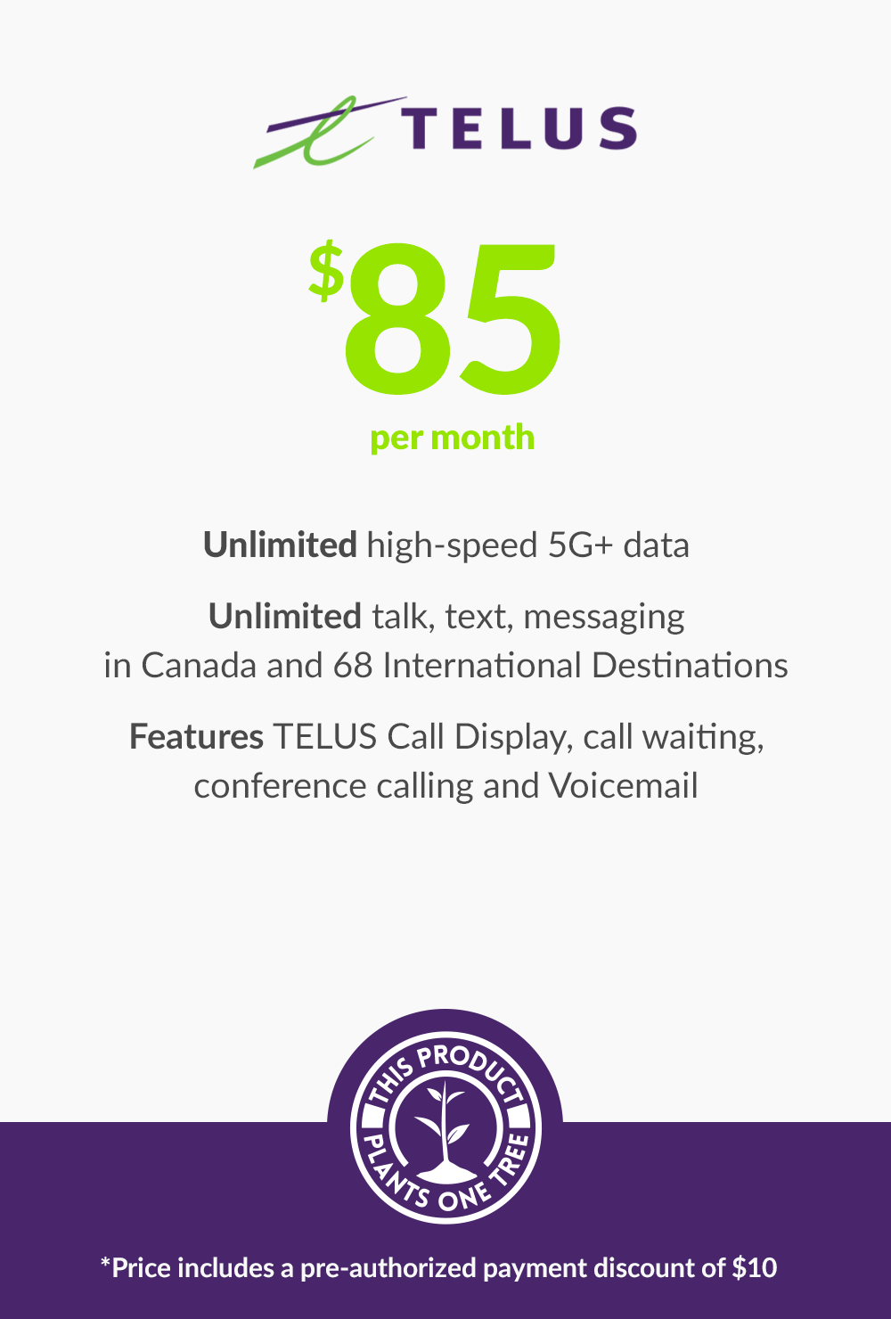 Unlimited Data 5G+ - $85